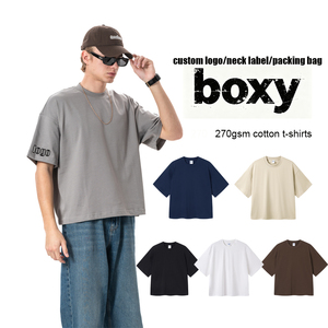 T-shirt Oversize Boxfyfit Personalizzata all'Ingrosso, T-shirt Lavorata <span class=keywords><strong>a</strong></span> Maglia da <span class=keywords><strong>Uomo</strong></span>, Pesante 270gsm, Maglietta da <span class=keywords><strong>Uomo</strong></span> Vuota Estiva - Product Image 1