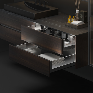 Cesta de Almacenamiento Extraíble Multifuncional de Aluminio y Vidrio, Ecológica y Resistente, con Sistema de Cierre Suave <span class=keywords><strong>para</strong></span> Gabinete - Product Image 2