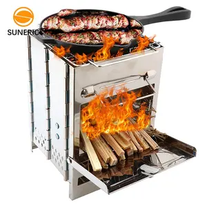 baking oven arang Suppliers-Oven BBQ Arang Kayu Persegi Mini, Alat Pemanggang BBQ Luar Ruangan Lipat Mini Bahan Baja Tahan Karat