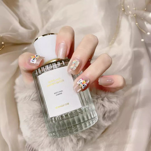 <span class=keywords><strong>Ongles</strong></span> pressés floraux de rêve faits à la main, design scintillant, élégants <span class=keywords><strong>faux</strong></span> <span class=keywords><strong>ongles</strong></span> en gel blanc, ensemble de manucure amovible - Product Image 2