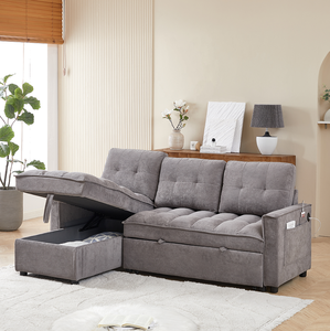 Modern Chenille Modular Section Sofa Convertible U- & L-Shaped Extendable for Apartment Hotel Villa Use Pillow Included - Product Image 1
