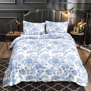 3pcs Luxury <strong>Bamboo</strong> Leaf Print Design Queen Bedding Set Bed Room 300TC 100% Pure Cotton Duvet Cover Set - Product Image 4