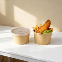 Bol en papier kraft personnalisé avec logo, conteneur alimentaire pour soupe chaude jetable imprimé sur mesure, 8 oz, 12 oz, 16 oz, 18 oz, 24 oz