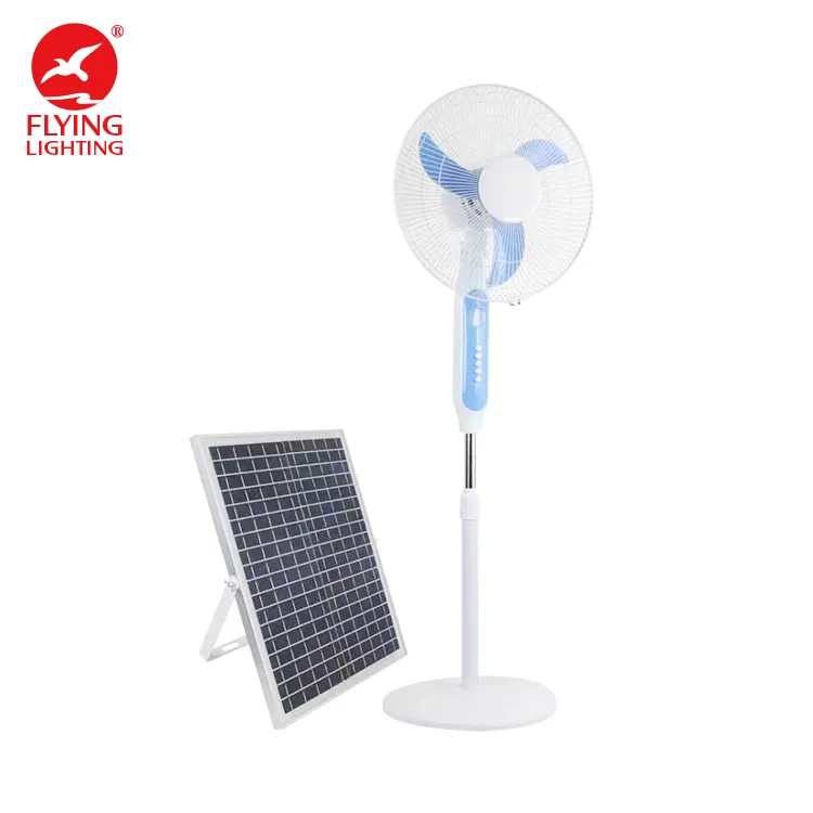 Solar Powered Floor Fan with Night Get Up Lamp and Power Bank AC Adapter Floor Fan