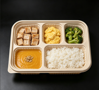Conteneur alimentaire jetable à 5 compartiments, écologique, durable et robuste pour restaurants, pâtisseries, salades, fêtes et plats à emporter