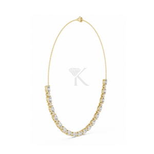 Collar de tenis East West con diamantes ovalados, oro macizo de 14K, cadena con racimo floral, diamantes cultivados en laboratorio, joyería fina para uso diario - Product Image 2