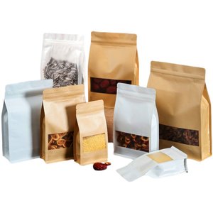 Sacs à fermeture éclair personnalisés imprimés avec fenêtre transparente, poignée et fond plat pour le stockage des aliments et des noix - Product Image 1