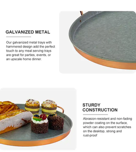 Elegante bandeja para servir café, bandeja para servir galvanizada rústica, bandeja ovalada de hierro de <span class=keywords><strong>Metal</strong></span> galvanizado con asa - Product Image 4