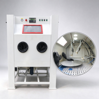 Machine de sablage automatique pour jantes en alliage avec plateau tournant, 6 pistolets automatiques et commande PLC