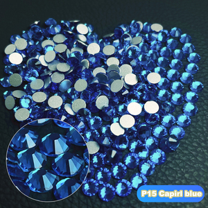 Высокое качество SS3-SS30 Капри, синие стеклянные стразы, кристаллы, не горячая фиксация, плоский камень для украшения ногтей - Product Image 2