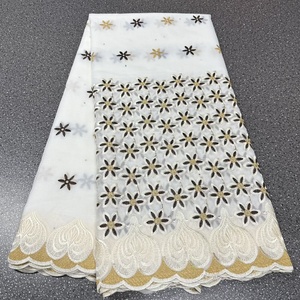 Tissu brodé africain en dentelle Aso Ebi 100 % coton écologique Toplace pour femmes, 5 yards, prêt à expédier, pour robe de mariée - Product Image 2