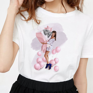 Camicie da donna estive 2022 tacchi alti stampate in bianco puro t-shirt da donna taglie forti <span class=keywords><strong>con</strong></span> Logo personalizzato - Product Image 4