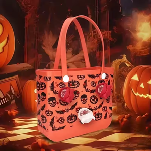 Chất Lượng Cao Không Thấm Nước EVA Chất Liệu Túi Bãi Biển Vui Vẻ Trẻ Em Halloween Hình Ảnh Chính Mô Hình Giản Dị Tote Hai Tay Cầm Hoa - Product Image 4