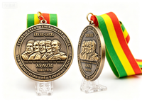 [LuckyCraft/2026] Medaglie Commemorative Personalizzate con Rilievo 3D, in Lega di Zinco Ottone Anticato, con Nastro Bandiera Etiope