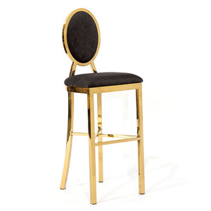 Silla moderna para banquete, taburete de bar alto de terciopelo dorado negro, respaldo para exterior, boda, fiesta, Hotel, sillas de cóctel de acero inoxidable - Product Image 1