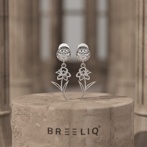 14K Solid White Gold Lab Grown Diamond Floral <b>Drop</b> Earrings Women Elegant Flower Dangle Earrings Wedding Jewelry - Product Image 1
