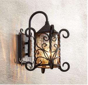 Applique murale extérieure <span class=keywords><strong>en</strong></span> bois massif de 13 1/<span class=keywords><strong>4</strong></span> pouces, luminaire style rustique, bois massif, extension <span class=keywords><strong>en</strong></span> noyer noir, verre martelé de Champagne, pour maison extérieure, porche - Product Image 5