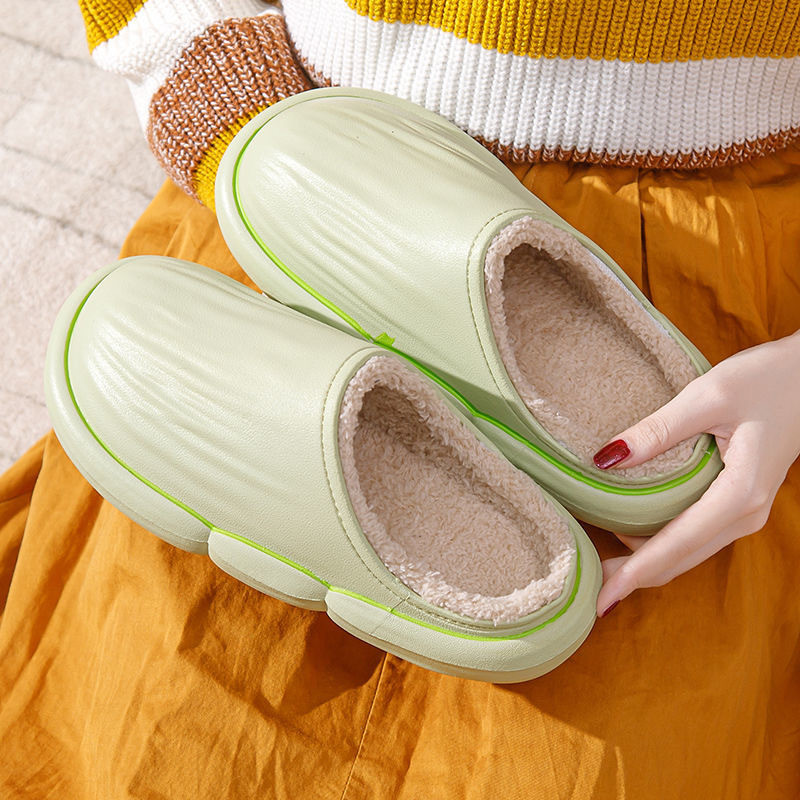 Autumn Winter Warm House Slippers Waterproof Couples Home Indoor Fuzzy Shoes