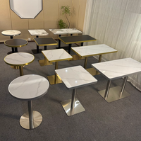 Ensemble table et chaise de restauration rapide moderne pour restaurants magasins de thé au lait combinaison de chaises de table de café rondes carrées en pierre frittée