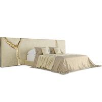 Ensemble de meubles de chambre à coucher moderne de style métallique doré, tête de lit de luxe, lit king size, classique
