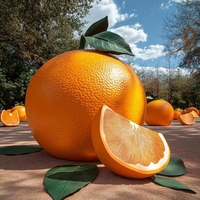 Op maat gemaakte fabriek, op maat ontworpen glasvezel oranje fruitensculptuur, buiten decoratie voor de tuin
