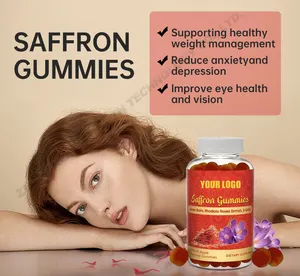 Suppléments de safran Gummies 100% Extrait de safran pur 88.5mg Gummies au safran Glycinate de magnésium pour l'humeur Gummies calmes