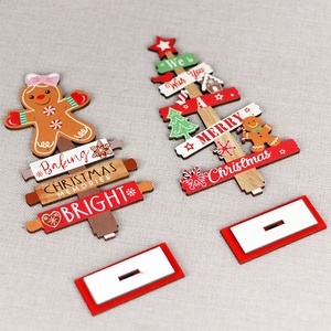 Youlun arbre de noël ornements de table en bois petit le pain d'épice homme arbre de noël décoration de bureau artisanat - Product Image 2