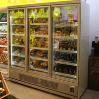 Vitrine Réfrigérée Commerciale pour Gâteaux et Crèmes Glacées, 2/3 Portes Côte à Côte, Refroidissement par Air, Étagères Réglables, Électronique