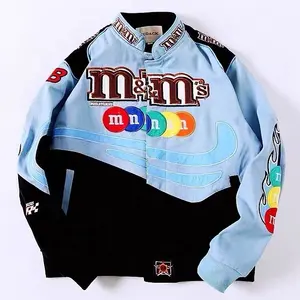 Chaqueta de carreras para hombre, Logo personalizado, Letterman, Jeket, Varsity, Bomber, béisbol, motocicleta, OEM, parches de chenilla bordados, Jaket