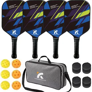 2024 New Design Smooth Graphite Pickleball Paddle Set Of 4 Packleball Racket And 6 Packle Ball USAPA Pickleball Paddle Set