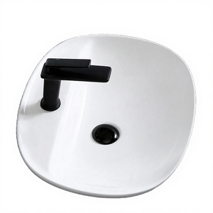 Lavabo de salle de bain rectangulaire moderne en céramique blanche de petite taille à poser sur comptoir avec fonction de nettoyage facile pour usage hôtelier - Product Image 4
