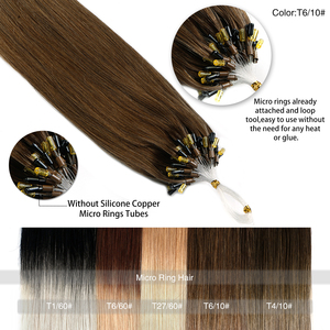 Extensions de cheveux à micro-anneaux à double trame, 100% cheveux humains Remy avec cuticules alignées, extensions de cheveux lisses à boucles 8D, multicolores - Product Image 6