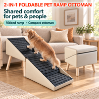 Rampe pliable en bois pour animaux de compagnie, escalier antidérapant pour petits chiens et chats, marchepieds pour canapé, lit, double repose-pieds, siège ottoman, accessoire pour animaux de compagnie