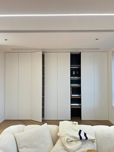 Mobile Moderno con Display LED, Ante e Ripiani Aperti, Bianco Salvaspazio per Soggiorno, Personalizzabile - Product Image 2