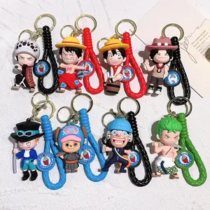 Wholesale 3d Japan Anime 1 Character Piece Keychain Rubber Cartoon Pendant Gift Luffy Key Chains Pvc Keychains