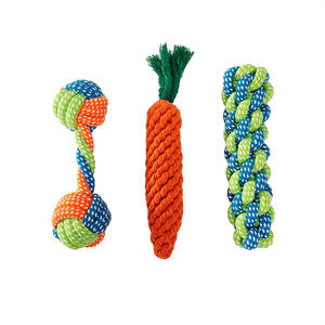 Mainan Gigit anjing, tali Dumbbell wortel interaktif gigit hewan peliharaan - Product Image 4