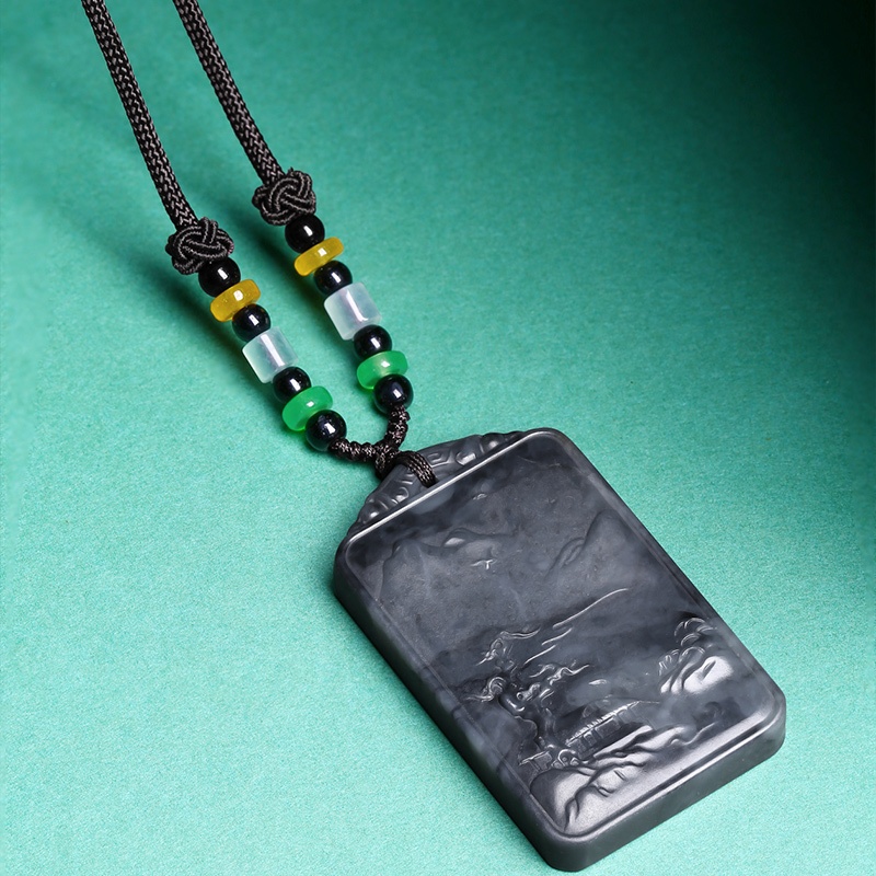 HMOIS Jade Stone Price Peace and Love Green Jade Necklace Jewelry Pendant for Women and Men