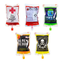 Sacs à sang personnalisés de 150 ml, sacs à boire pour vampires, pour les boissons, Halloween, sacs IV réutilisables, poche à bec