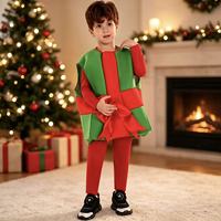 Costumes de Noël en gros, Costume de Noël en forme de boîte cadeau avec nœud papillon, Tenue de fantaisie pour fêtes de fin d'année et jeux de rôle