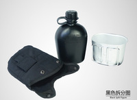 Hervidor táctico de EE. UU., herramienta para acampar, cantimplora para montañismo al aire libre con fiambrera de aluminio y cubierta de tela cálida