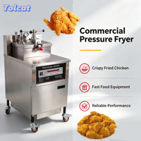 Friteuse à pression commerciale à gaz avec panier de friture renforcé, machine à frire en acier inoxydable durable pour la production de restauration rapide