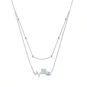 9 Colliers ras-du-cou minimalistes tendance en argent sterling 925 avec chaîne croisée, motif battement de cœur, pierre naturelle ovale 4*5mm, cadeau d'anniversaire - Product Image 1