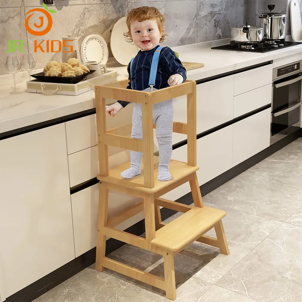 Peuter Baby Hout Opvouwbare Keuken Helper Ladder Kid Step Kruk Educatieve Floding Houten Montessori Meubels Leren Toren