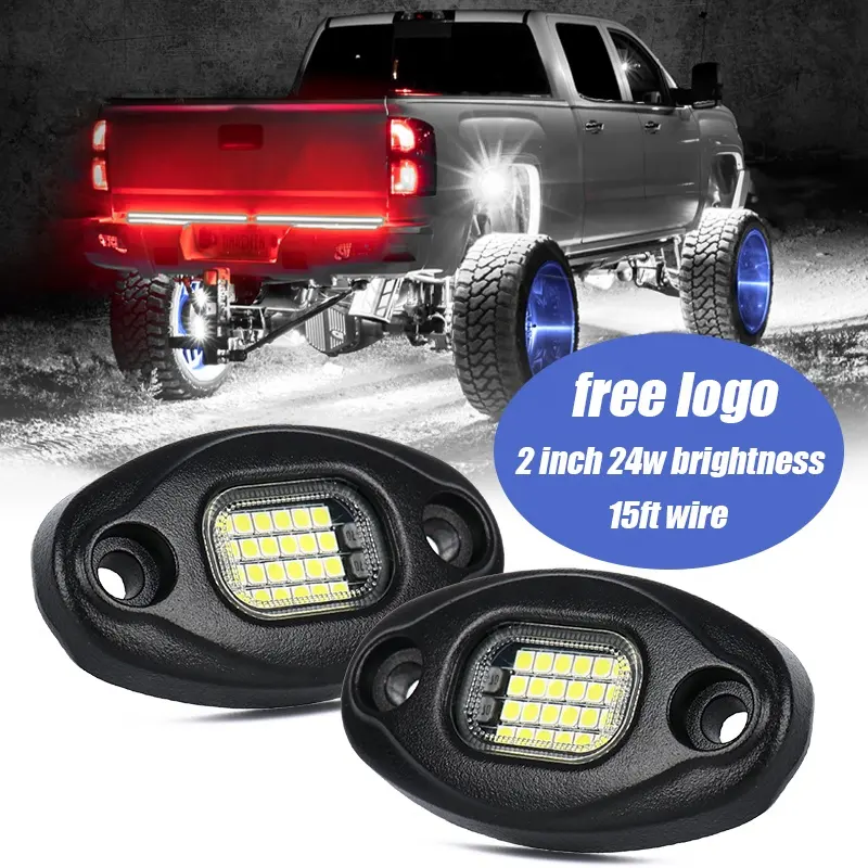 LLevo free logo customize pure white led rock lights with magnet mount kit optional 24w led rock lights