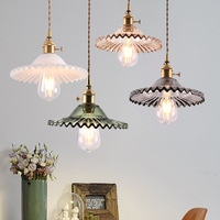 Luminaire suspendu LED en verre vert vintage, hauteur réglable, design floral, finition laiton, salle à manger, café, chambre, couloir