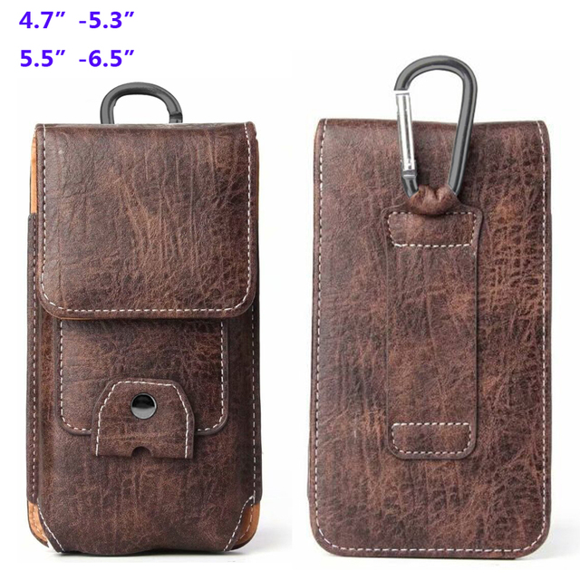 Wholesale Cellphone Leather Pouch Belt Clip Holster Case Credit Card Slot for iPhone 17 Pro Max Waist Phone Bag for Men-Brown