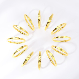 Nouveauté 18K plaqué or en acier inoxydable petit signe du zodiaque Simple 12 <span class=keywords><strong>Horoscope</strong></span> femmes hommes bague bijoux personnalisés - Product Image 2