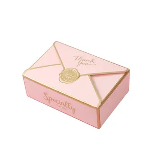 Bridesmaid Pink Color Golden Foil Logo Envelope Vintage Style Candy Favor Treat Sweet Wedding Gifts Packing Paper Box