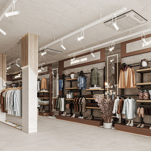 Système d'étagères de présentation intérieure pour magasin de vêtements, mobilier de vente au détail, étagères, rails suspendus, armoires de rangement pour boutique de vêtements - Product Image 1