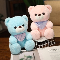 Adorable ours en peluche pastel, jouet en peluche kawaii, ours coloré en peluche, ours en peluche doux avec bandana rayé pour enfants, filles, cadeau